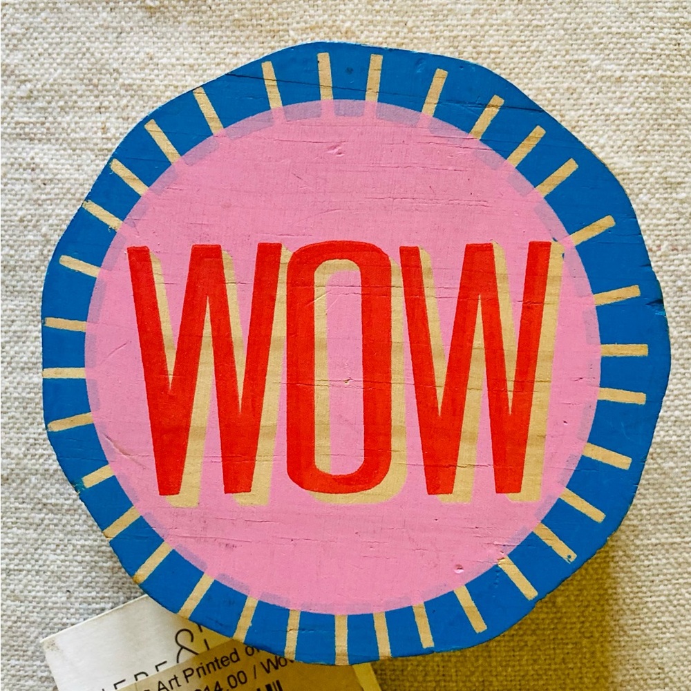 Free With Purchase of $45 or more! Pink and Blue 'WOW' Circular Wood Wall Piece